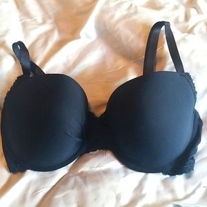Navy Blue Bra with Lace Trim